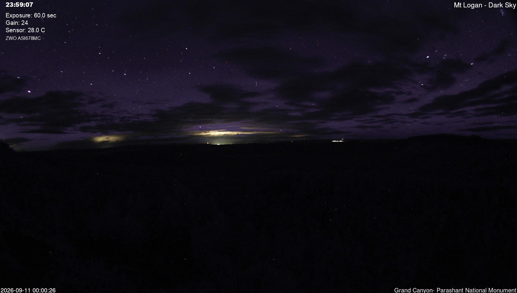 time-lapse frame, Mt Logan - Dark Sky webcam