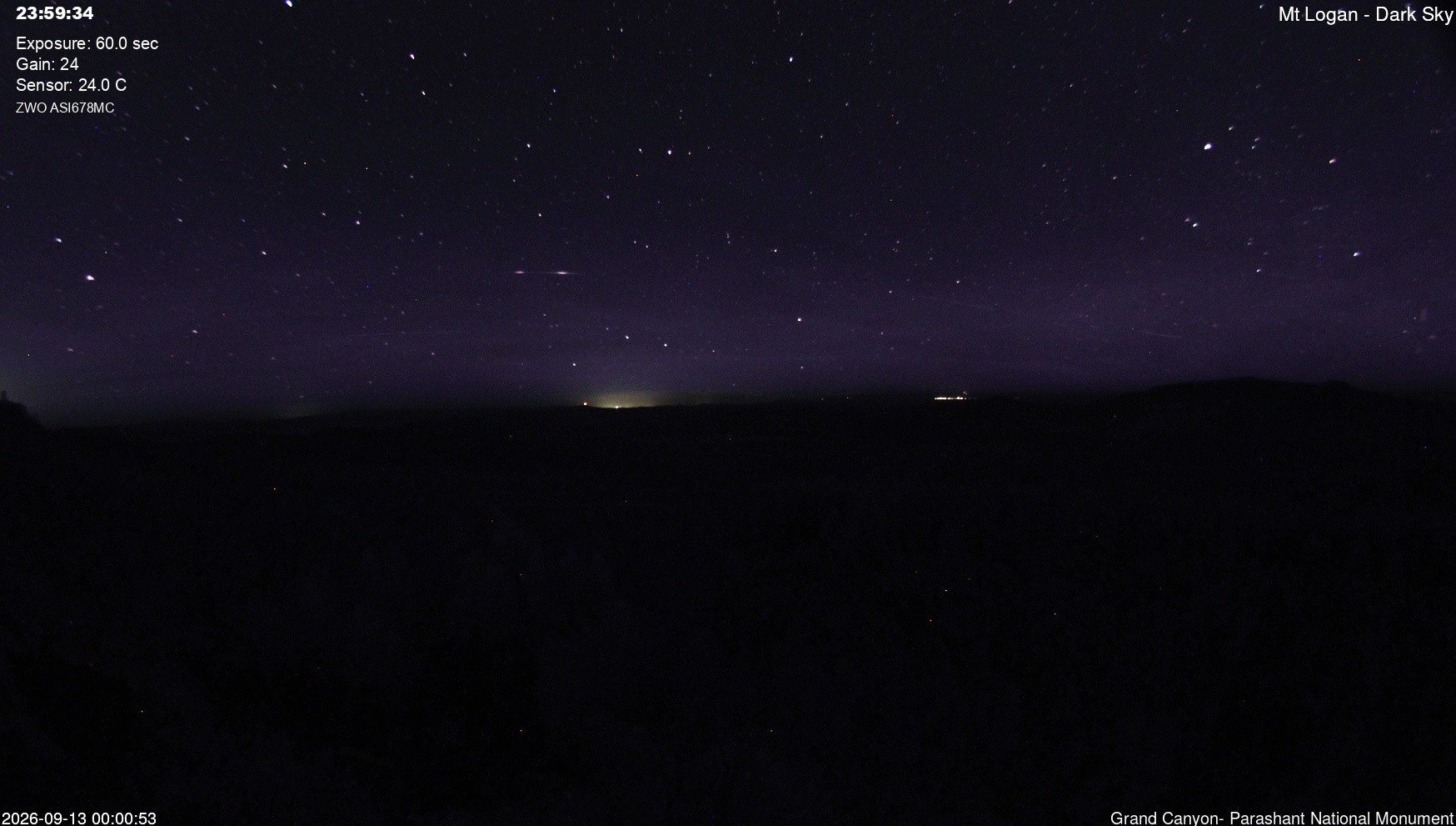 time-lapse frame, Mt Logan - Dark Sky webcam