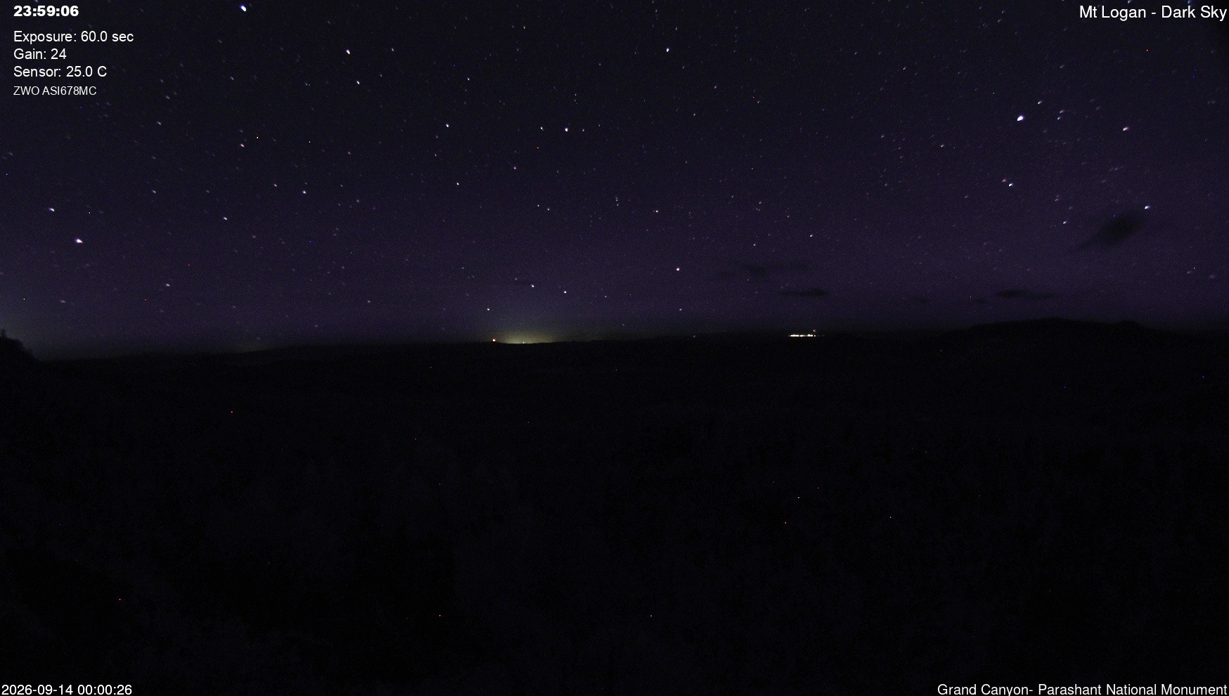 time-lapse frame, Mt Logan - Dark Sky webcam
