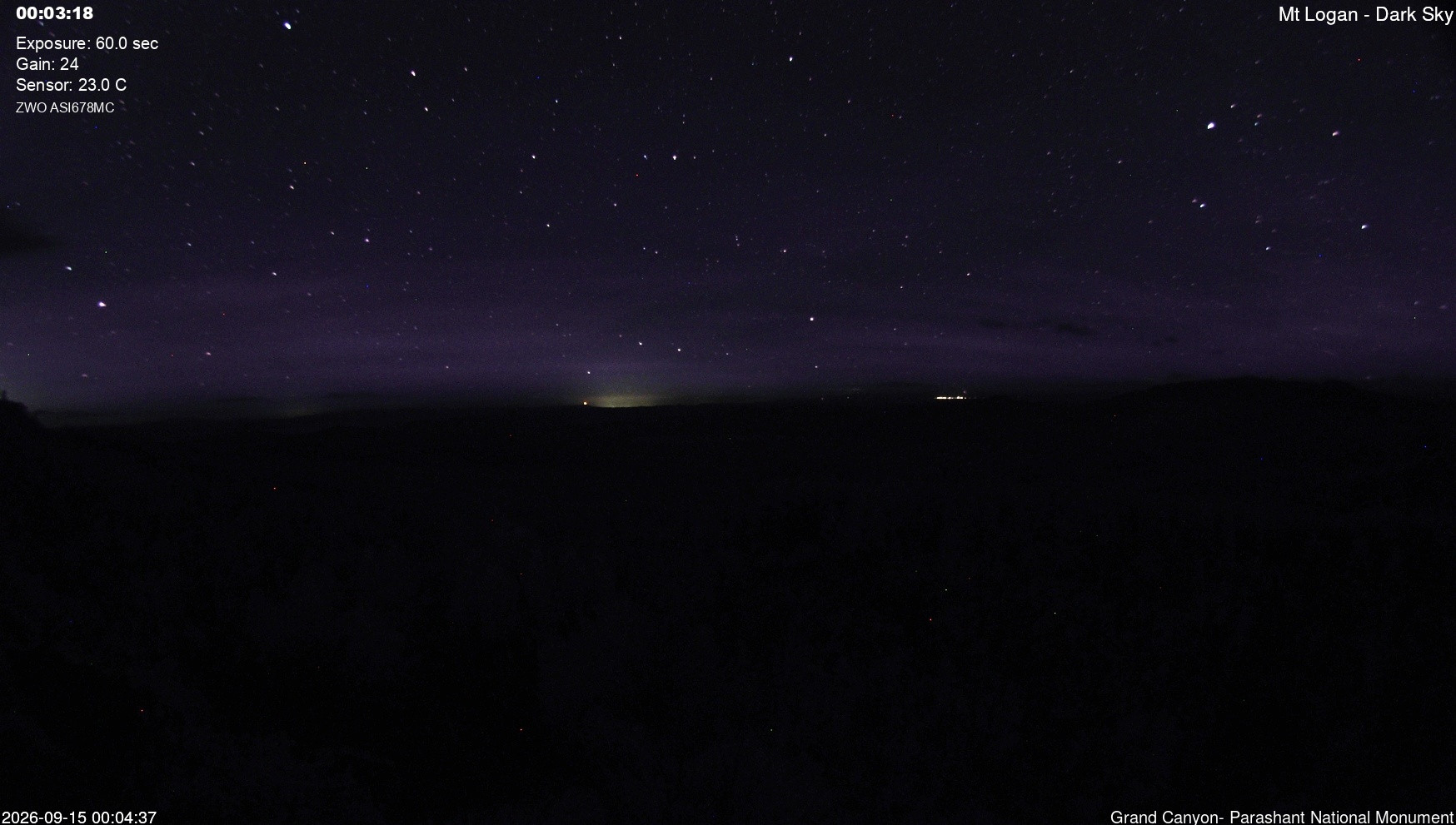 time-lapse frame, Mt Logan - Dark Sky webcam