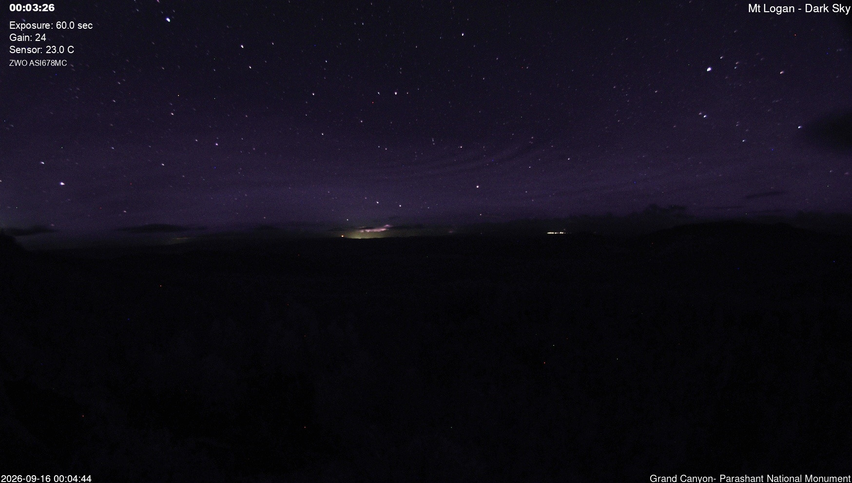 time-lapse frame, Mt Logan - Dark Sky webcam