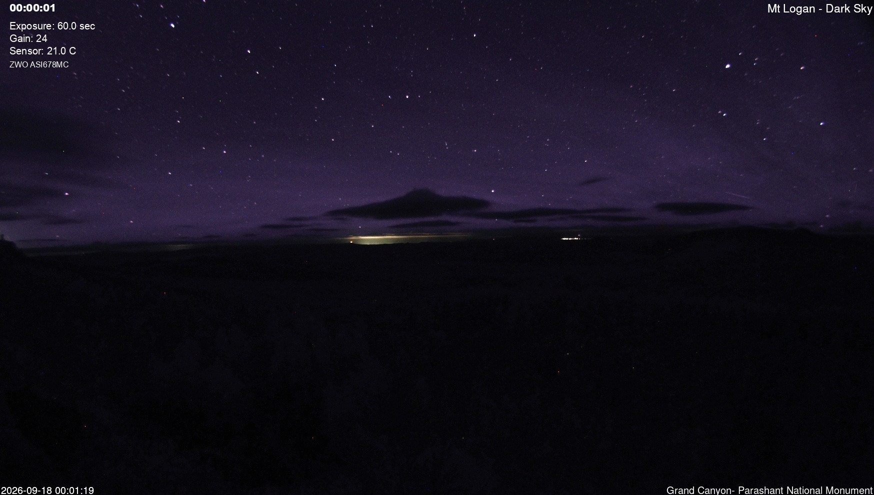 time-lapse frame, Mt Logan - Dark Sky webcam