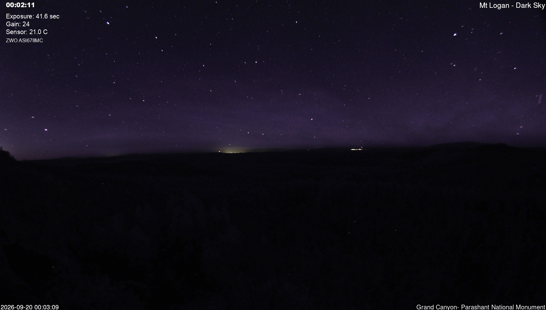 time-lapse frame, Mt Logan - Dark Sky webcam