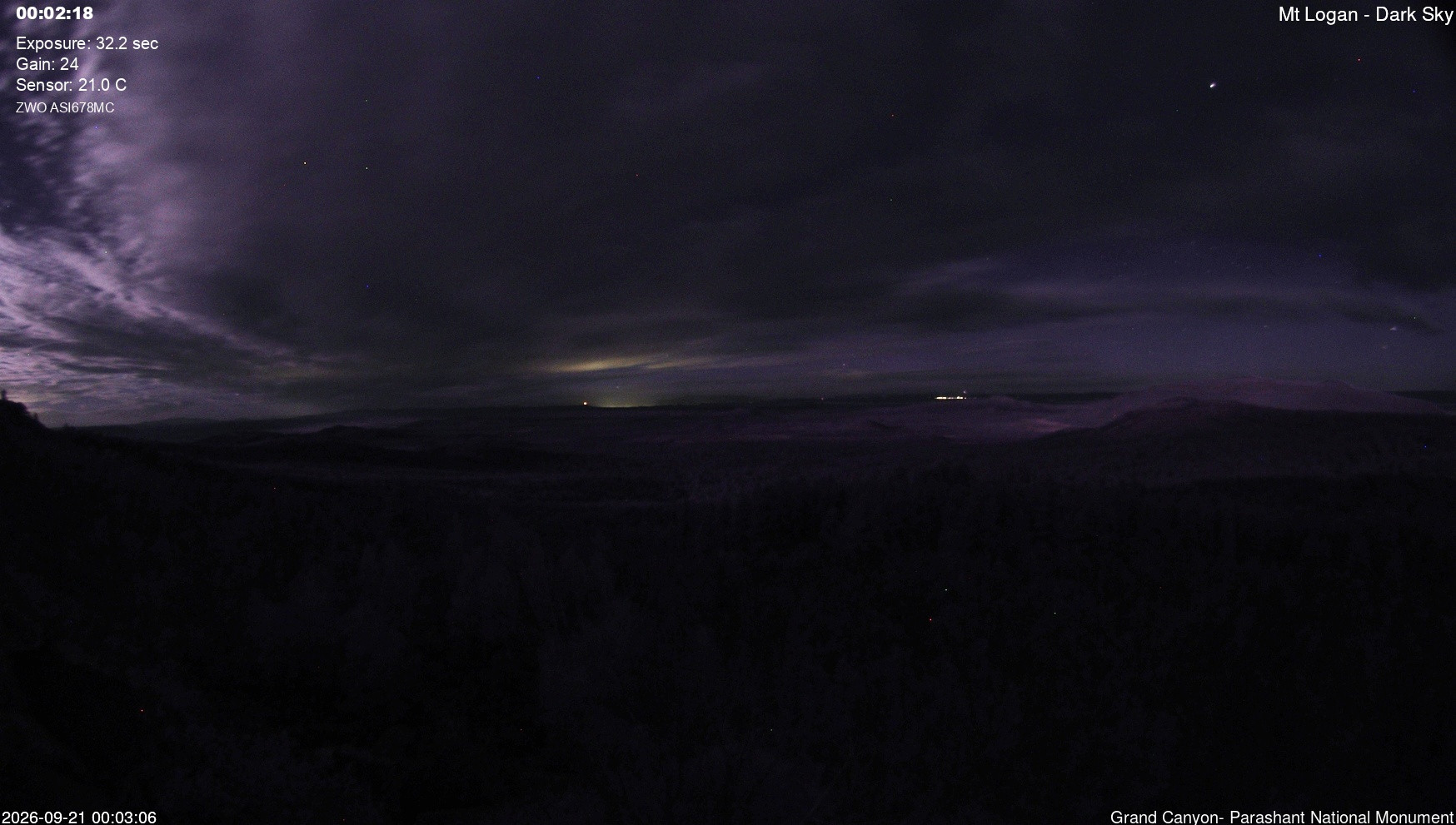 time-lapse frame, Mt Logan - Dark Sky webcam