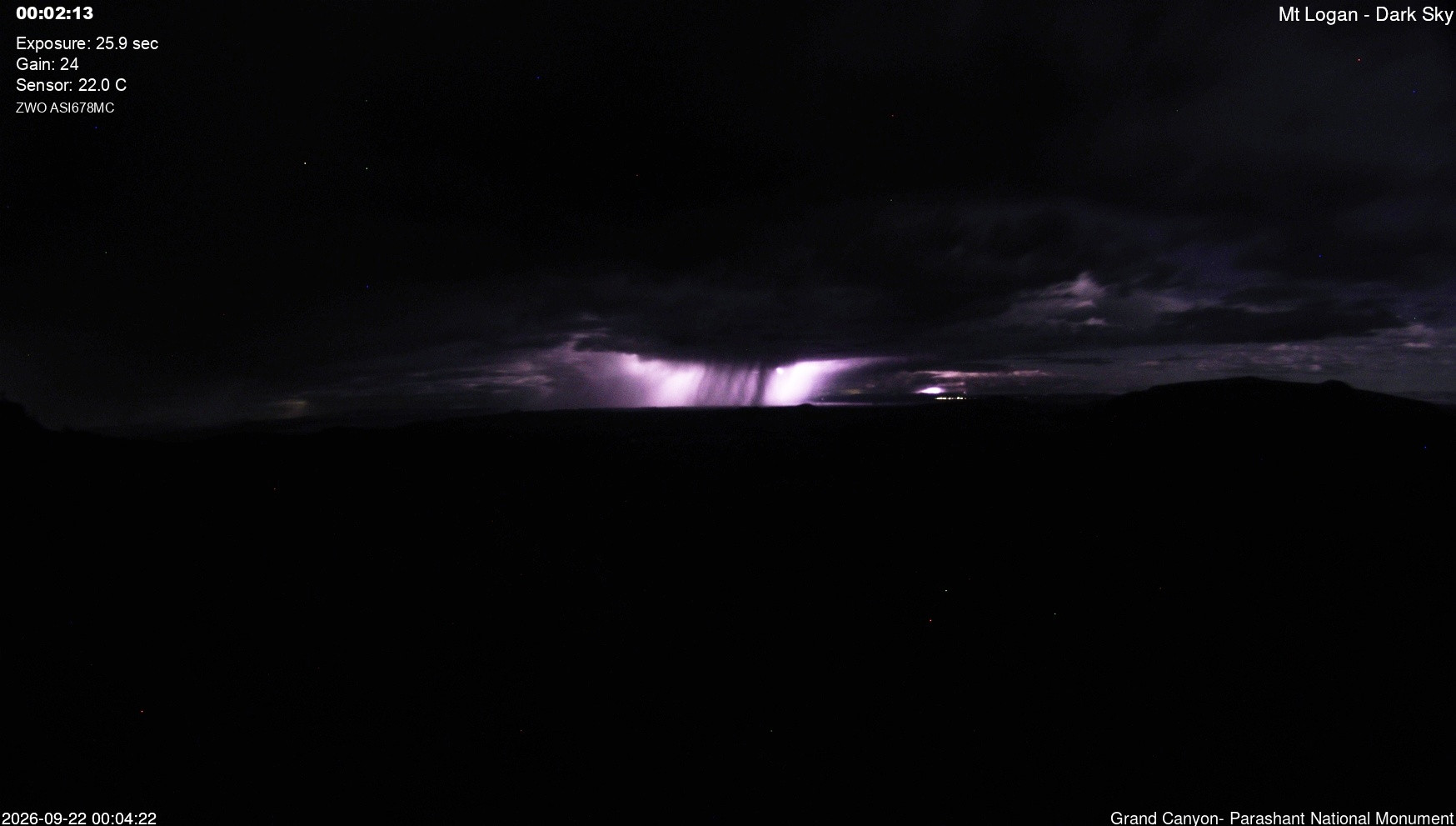 time-lapse frame, Mt Logan - Dark Sky webcam