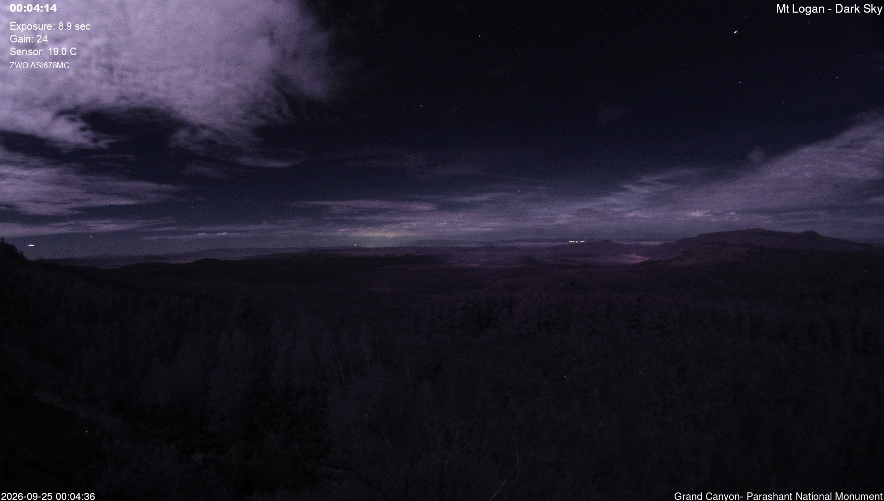 time-lapse frame, Mt Logan - Dark Sky webcam