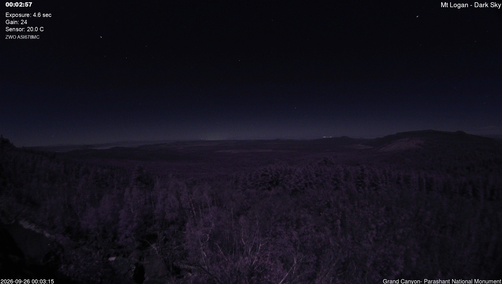 time-lapse frame, Mt Logan - Dark Sky webcam