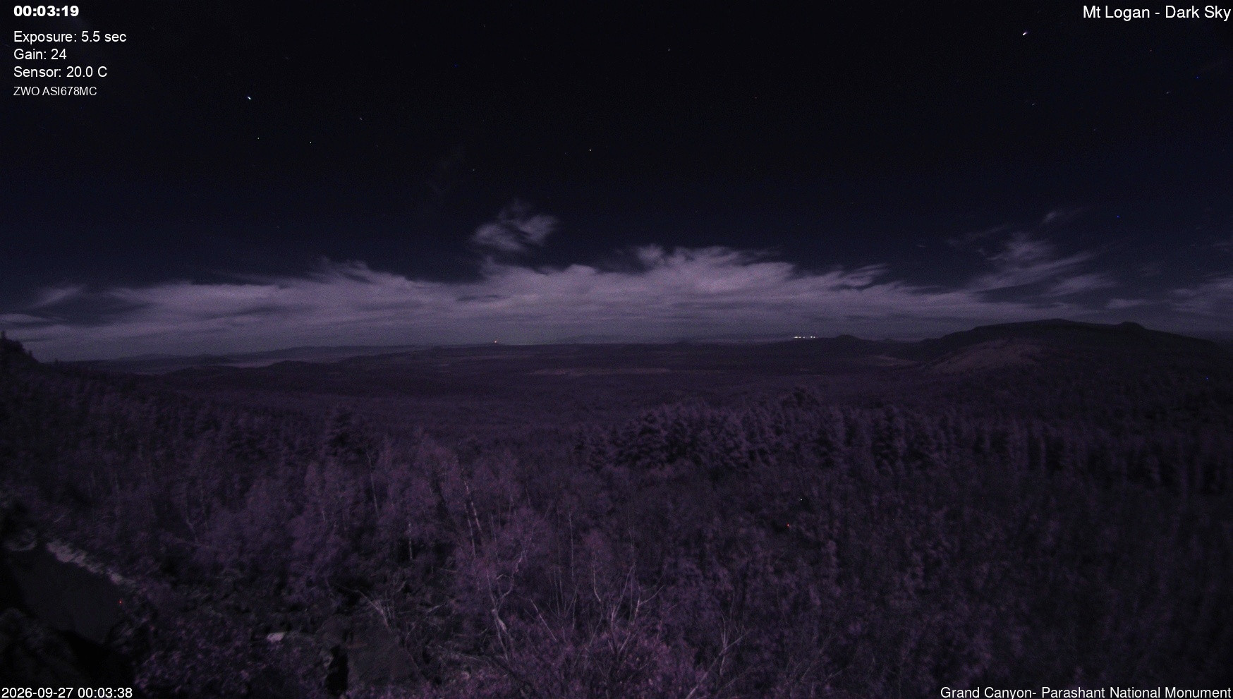 time-lapse frame, Mt Logan - Dark Sky webcam