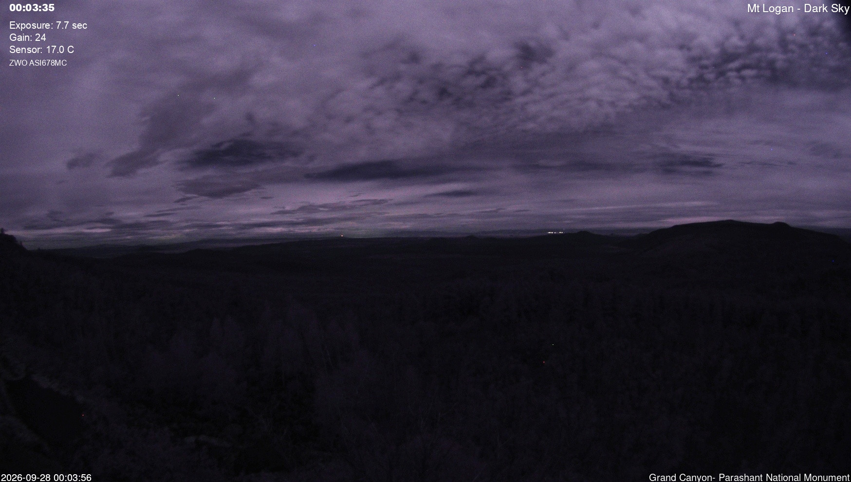time-lapse frame, Mt Logan - Dark Sky webcam