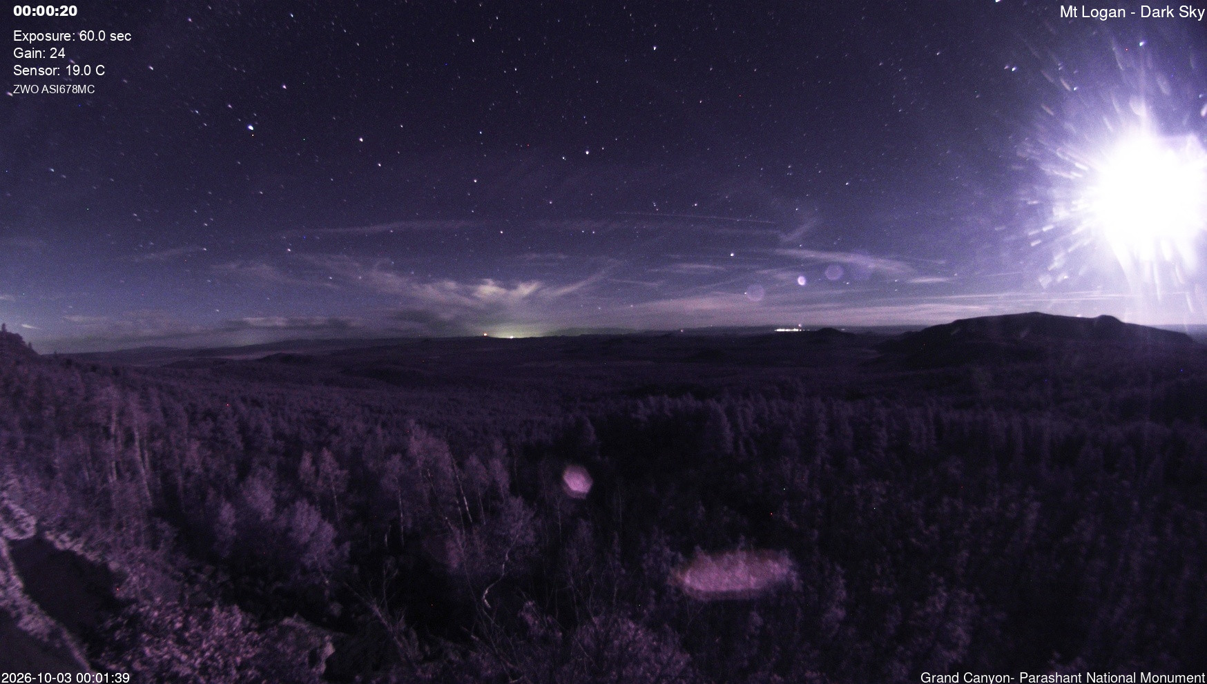 time-lapse frame, Mt Logan - Dark Sky webcam