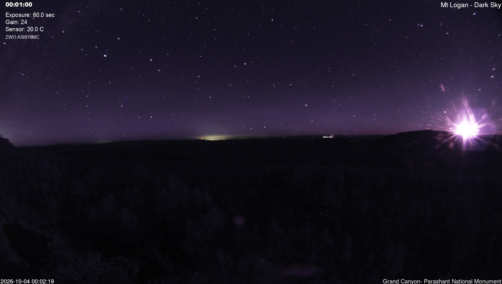 time-lapse frame, Mt Logan - Dark Sky webcam