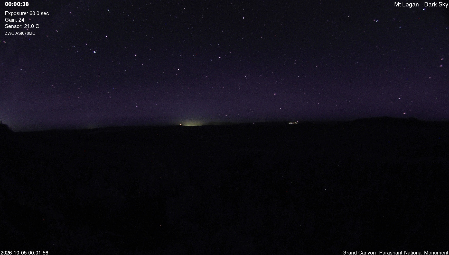 time-lapse frame, Mt Logan - Dark Sky webcam
