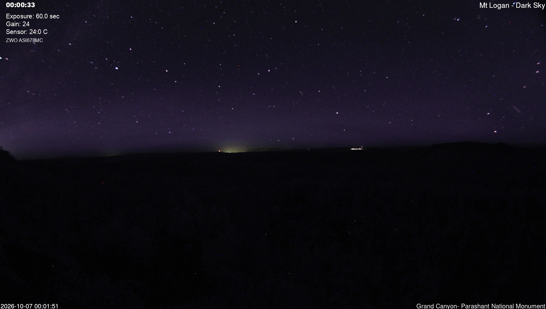 time-lapse frame, Mt Logan - Dark Sky webcam