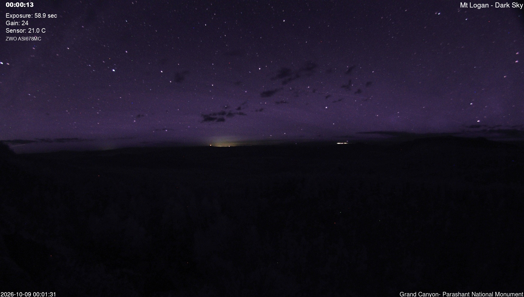 time-lapse frame, Mt Logan - Dark Sky webcam