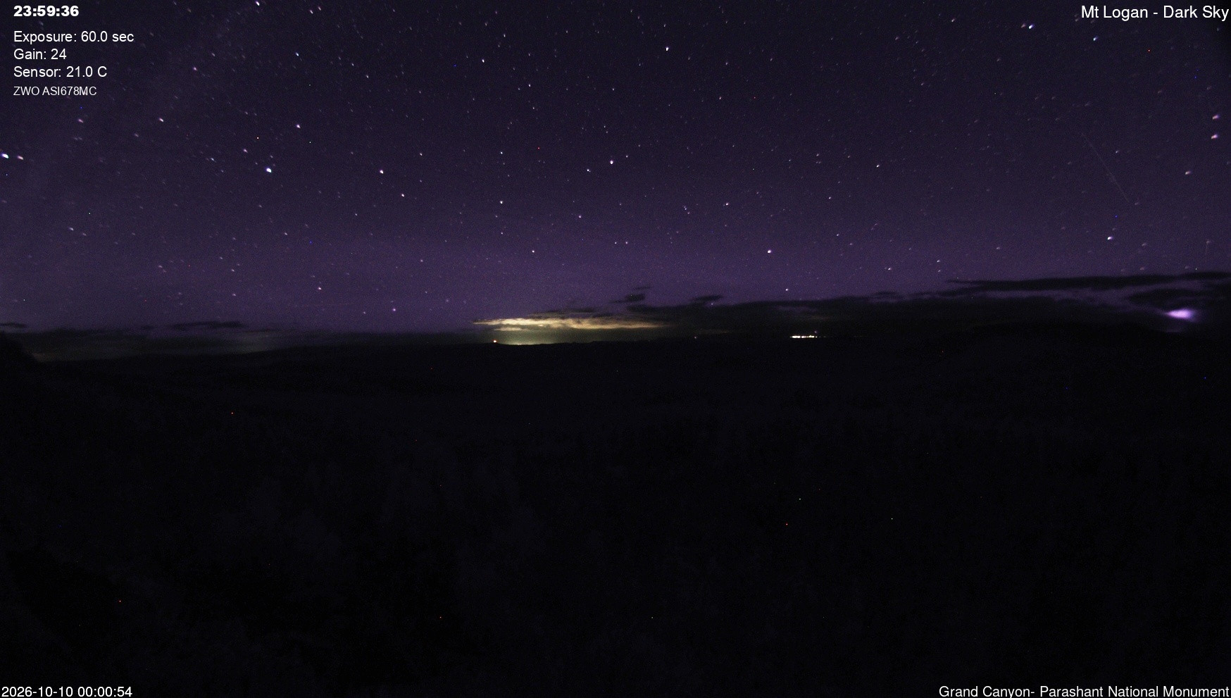 time-lapse frame, Mt Logan - Dark Sky webcam