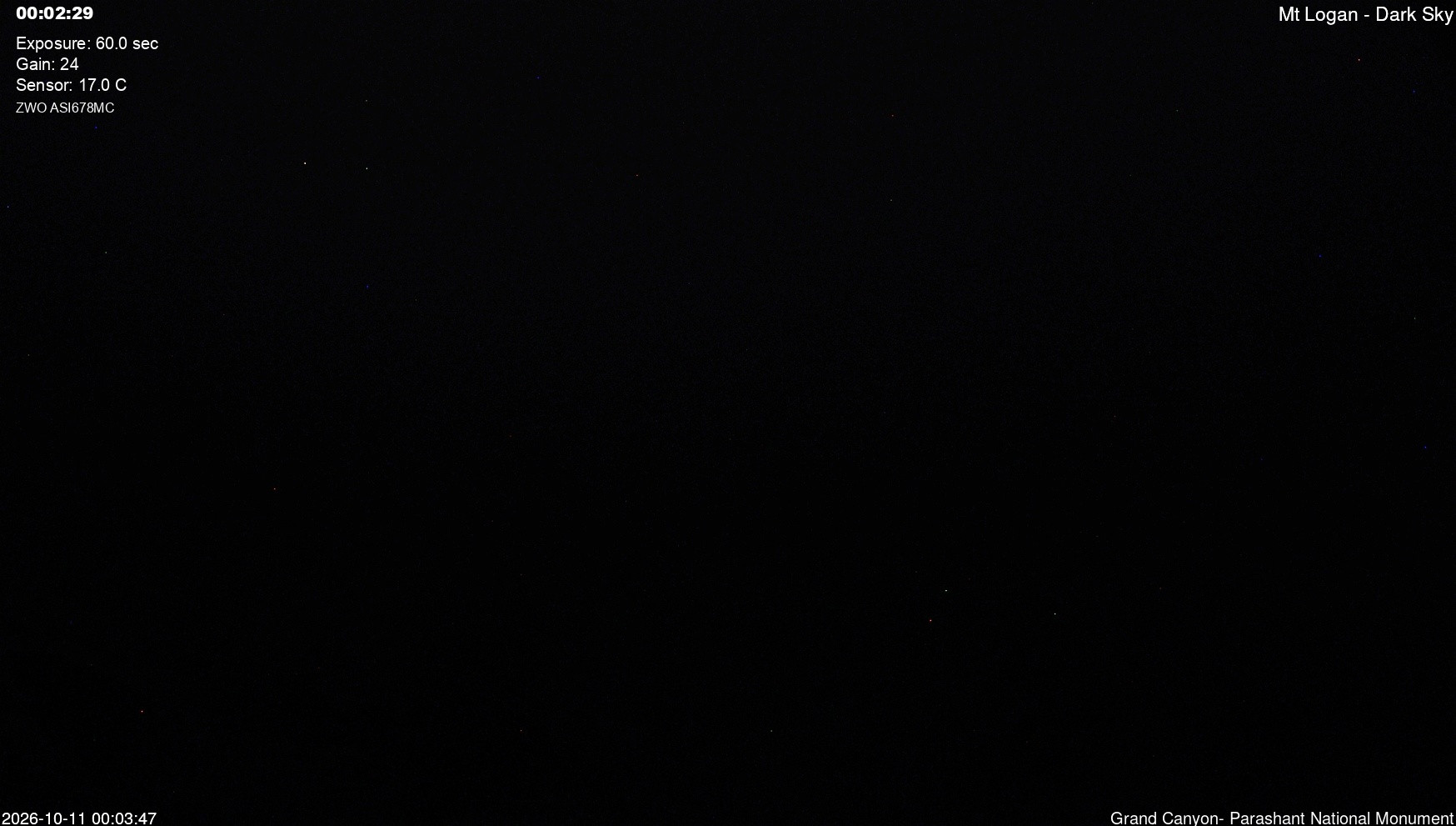 time-lapse frame, Mt Logan - Dark Sky webcam