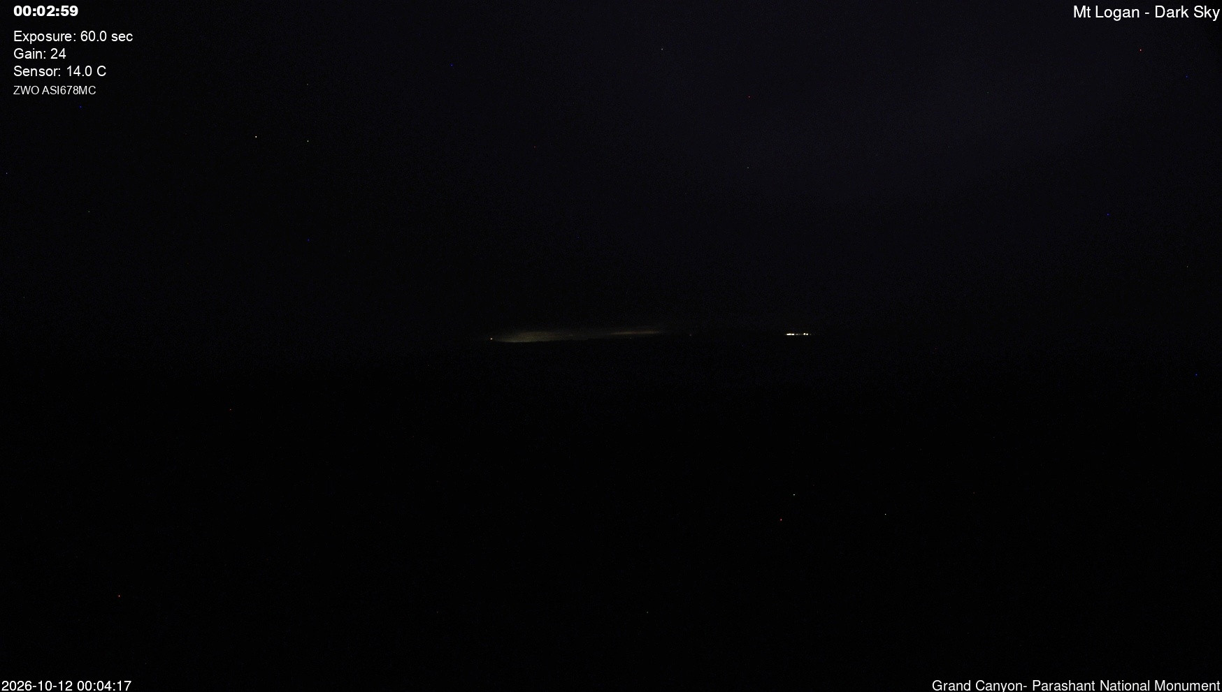 time-lapse frame, Mt Logan - Dark Sky webcam