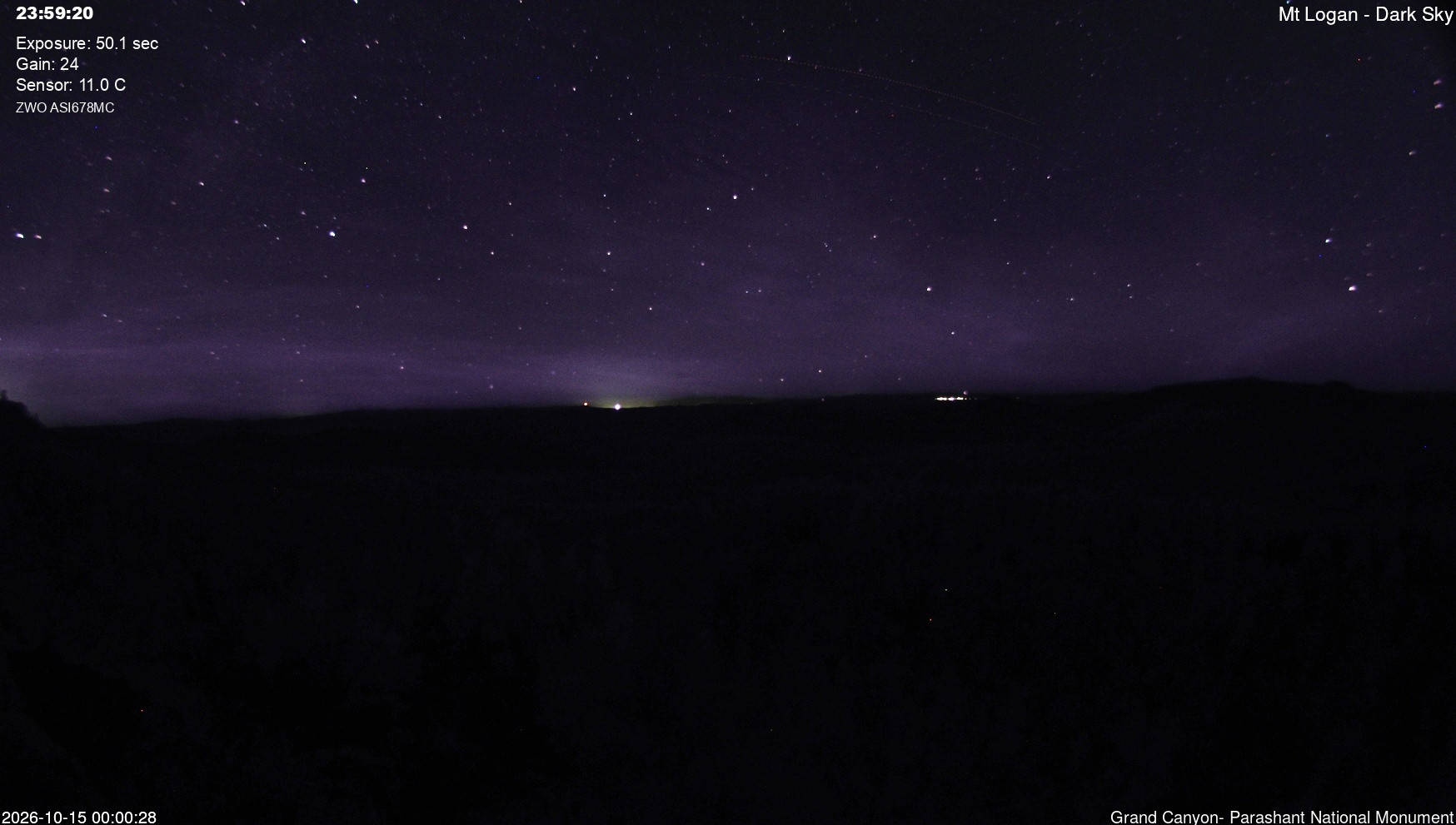 time-lapse frame, Mt Logan - Dark Sky webcam