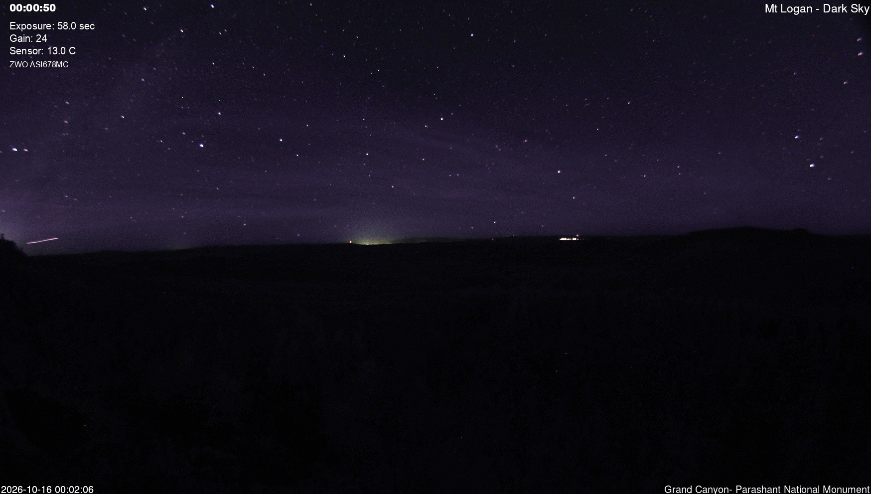 time-lapse frame, Mt Logan - Dark Sky webcam
