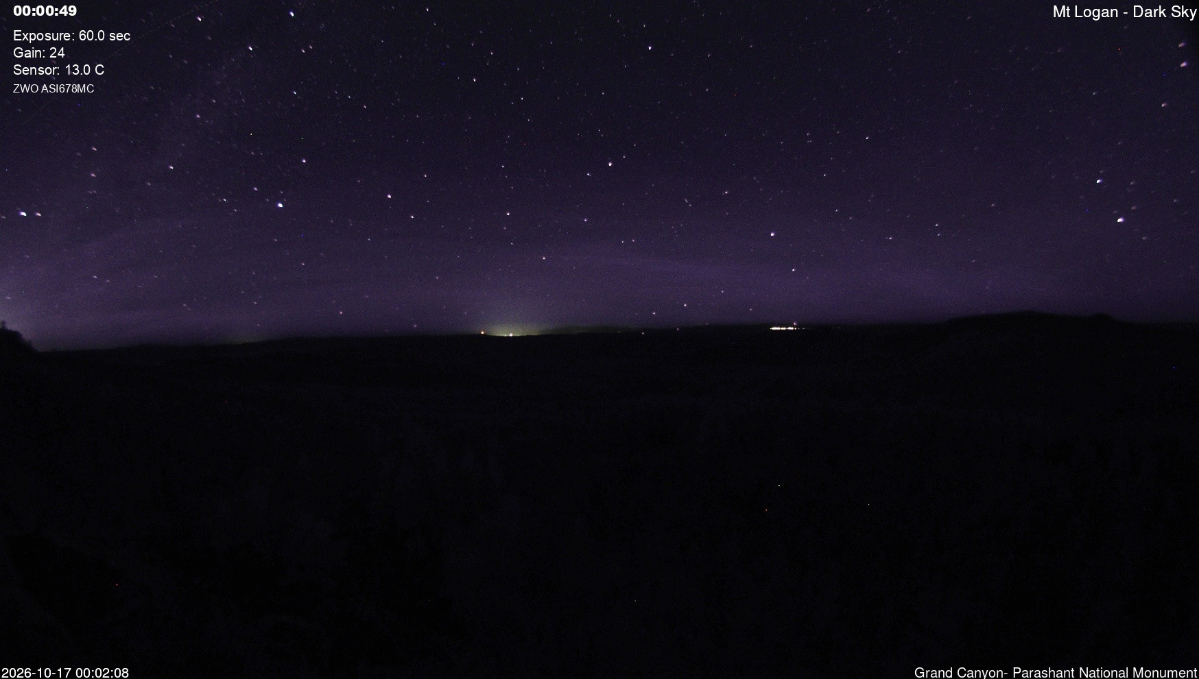 time-lapse frame, Mt Logan - Dark Sky webcam
